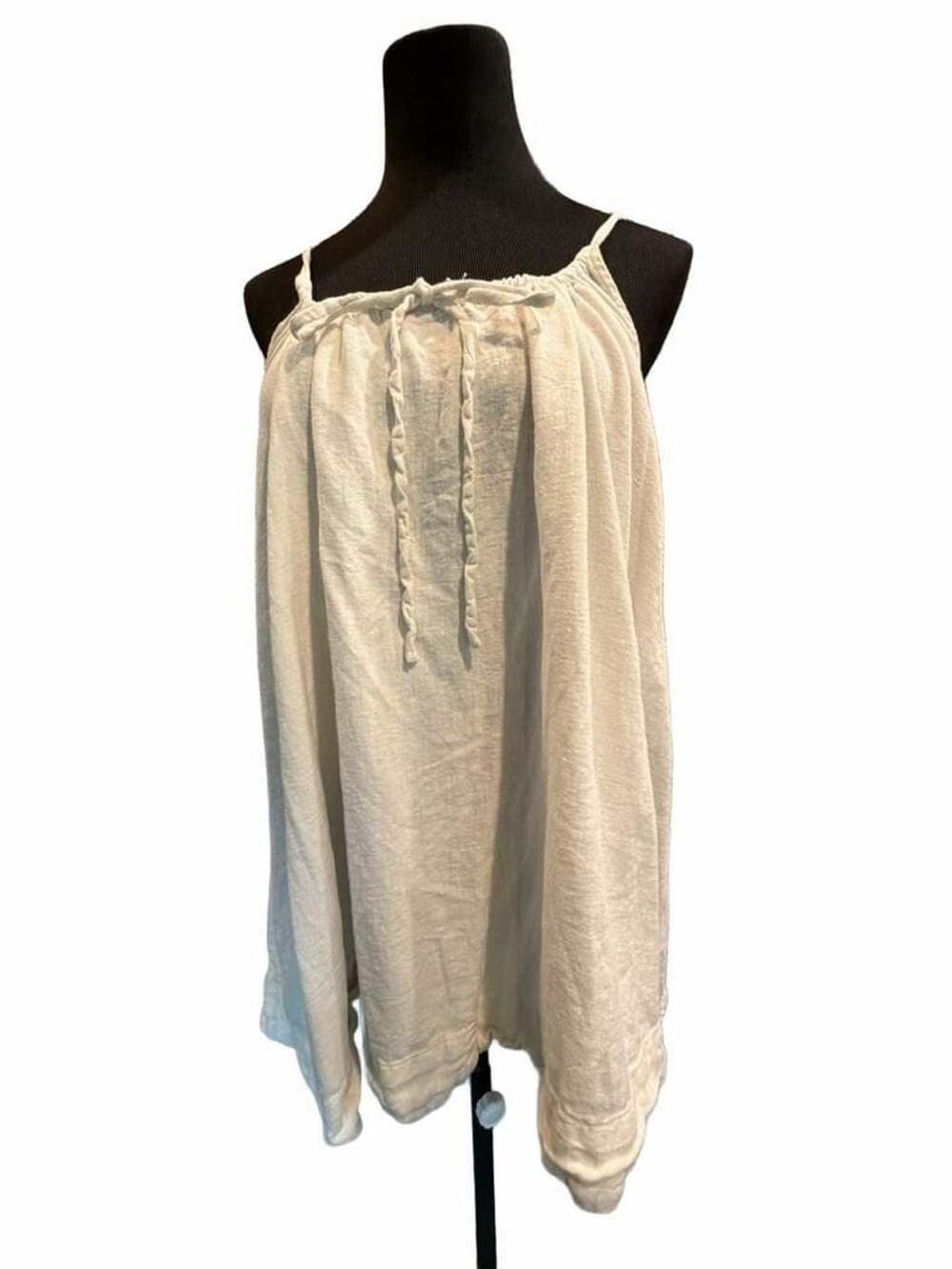 776 Free People Dress Size S White Linen Blend Sundress